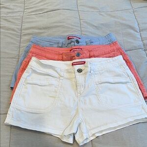 UNIONBAY Women's Cargo Shorts - White, Coral, Light Blue 3 pack